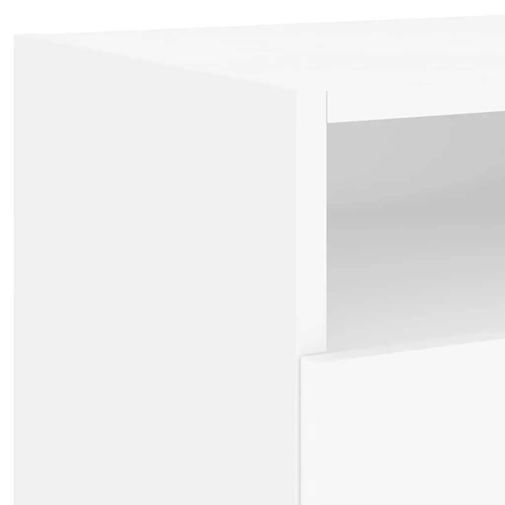 Bedside Table with RGB LED Lights Storage Cabinet Compact White 40x39x37 cm Set of 2