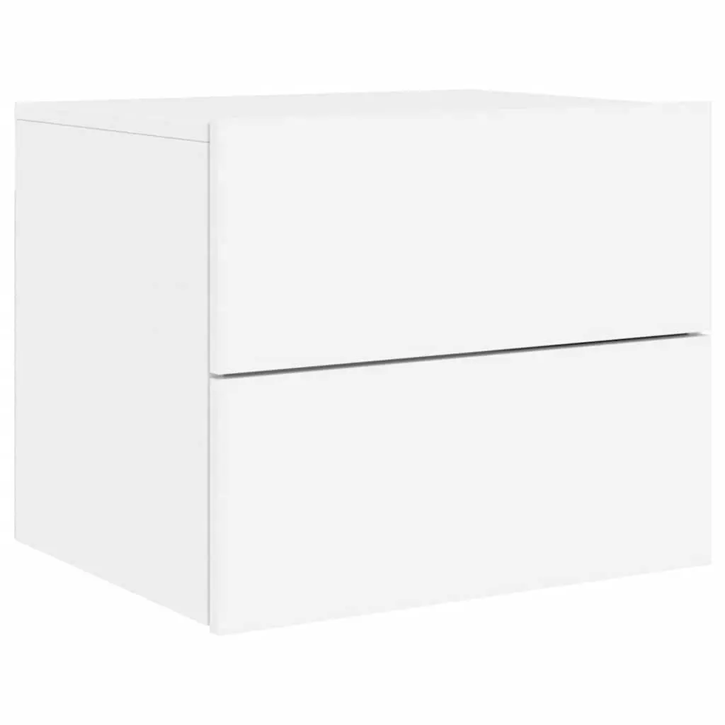 Wall-mounted Bedside Cabinet with RGB LED Lights Space-saving White
