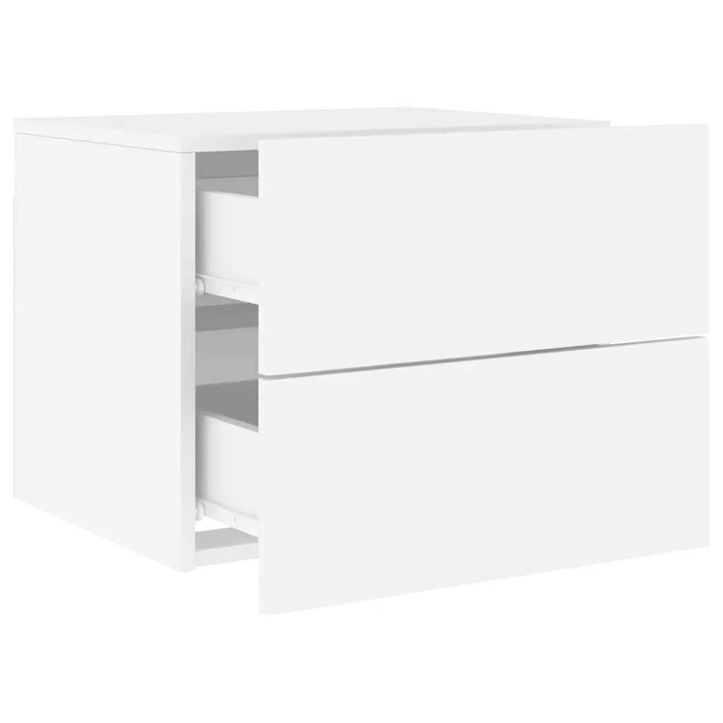 Wall-mounted Bedside Cabinet with RGB LED Lights Space-saving White