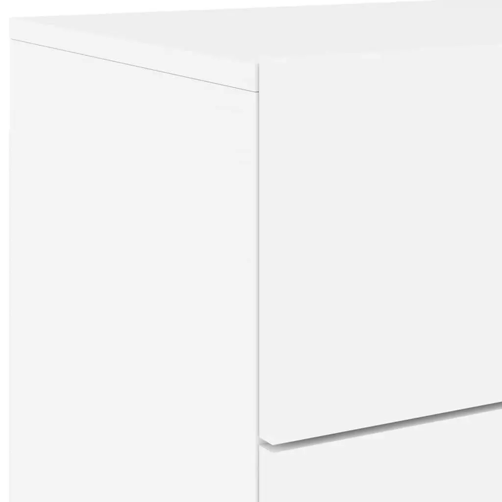 Wall-Mounted Bedside Cabinet Set with RGB LED Lights Storage Floating White 2pc