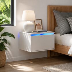 Sleek Wall-Mounted Bedside Cabinet with RGB Illumination