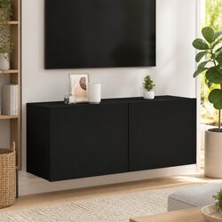 Black Wall-mounted TV Cabinet with Storage Capacity 100x30x41cm