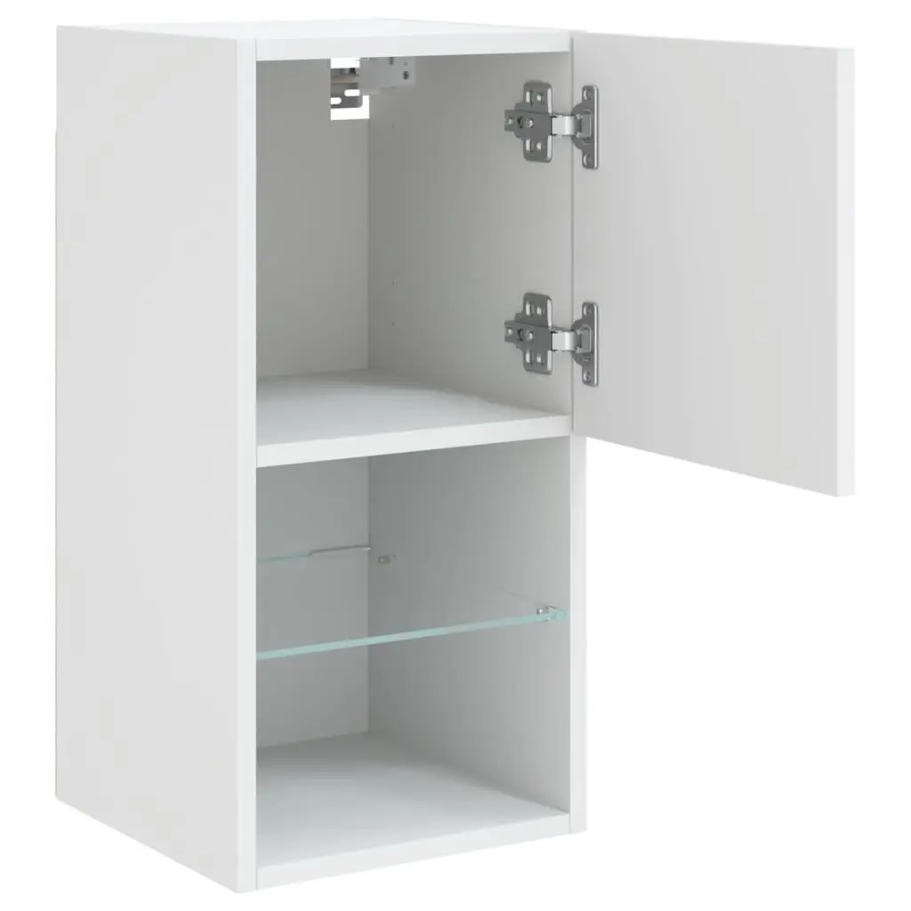 TV Cabinets Wall-Mounted Storage Units with RGB LED Lights White Set of 2
