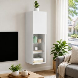 Wall-Mounted TV Cabinet with Integrated RGB LED Lighting