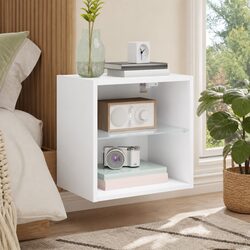 Wall-Mounted Bedside Storage Cabinet with LED Lights