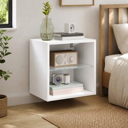 Wall-Mounted Bedside Cabinets with RGB LED Lighting, 2 pcs