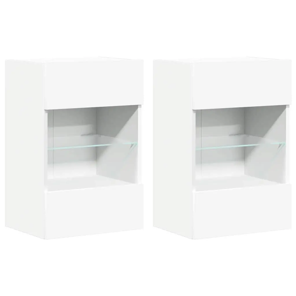 Wall Cabinets with RGB LED Lights 40x30x60.5 cm White 2 pcs