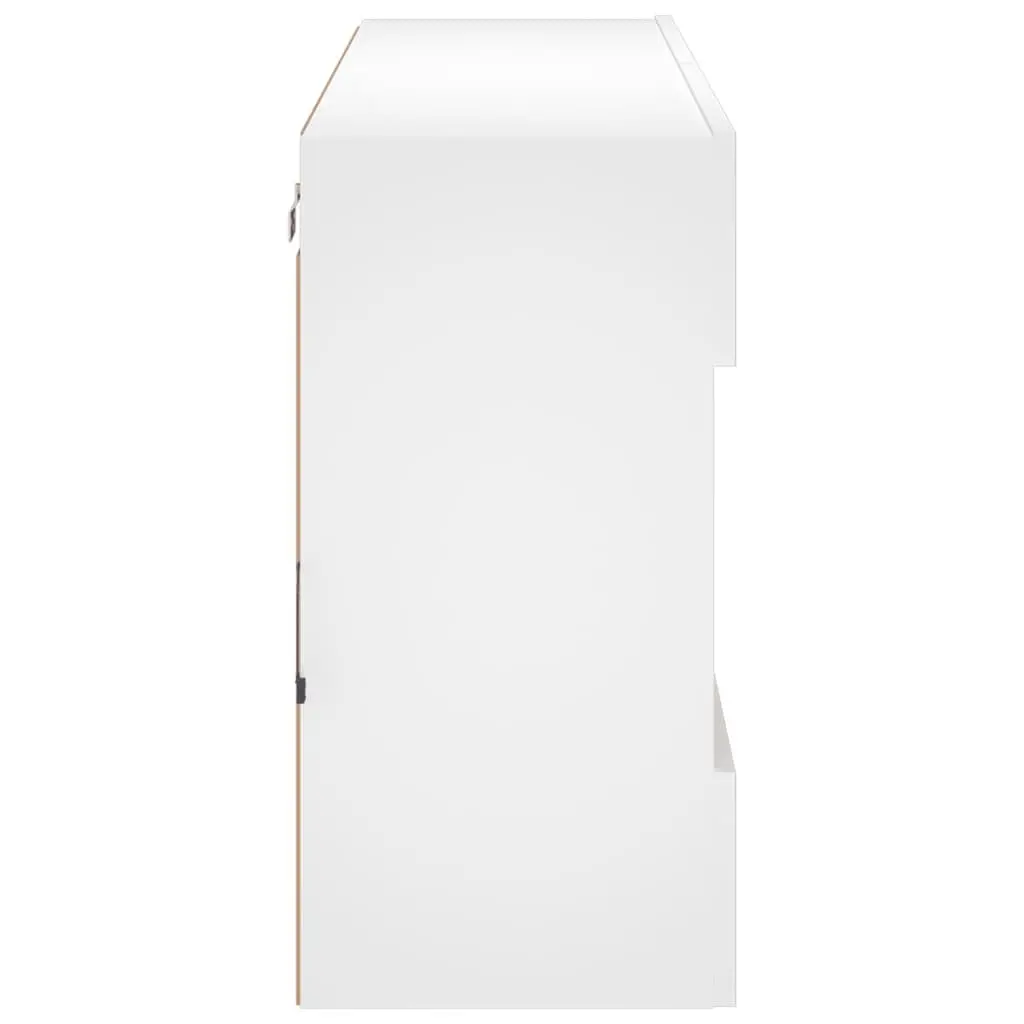 TV Wall Cabinet with RGB LED Lights Floating Shelves White 98.5 x 30 x 60.5 cm