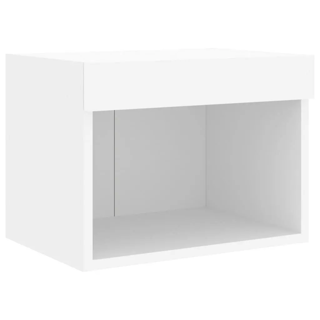 Wall-mounted Cabinet for Bedside Storage with RGB LED Lighting in White