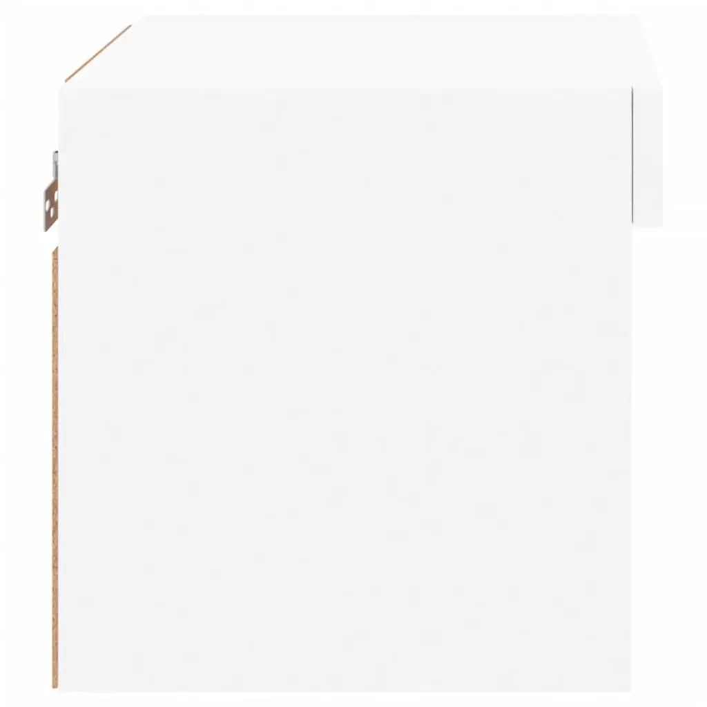 Wall-mounted Cabinet for Bedside Storage with RGB LED Lighting in White