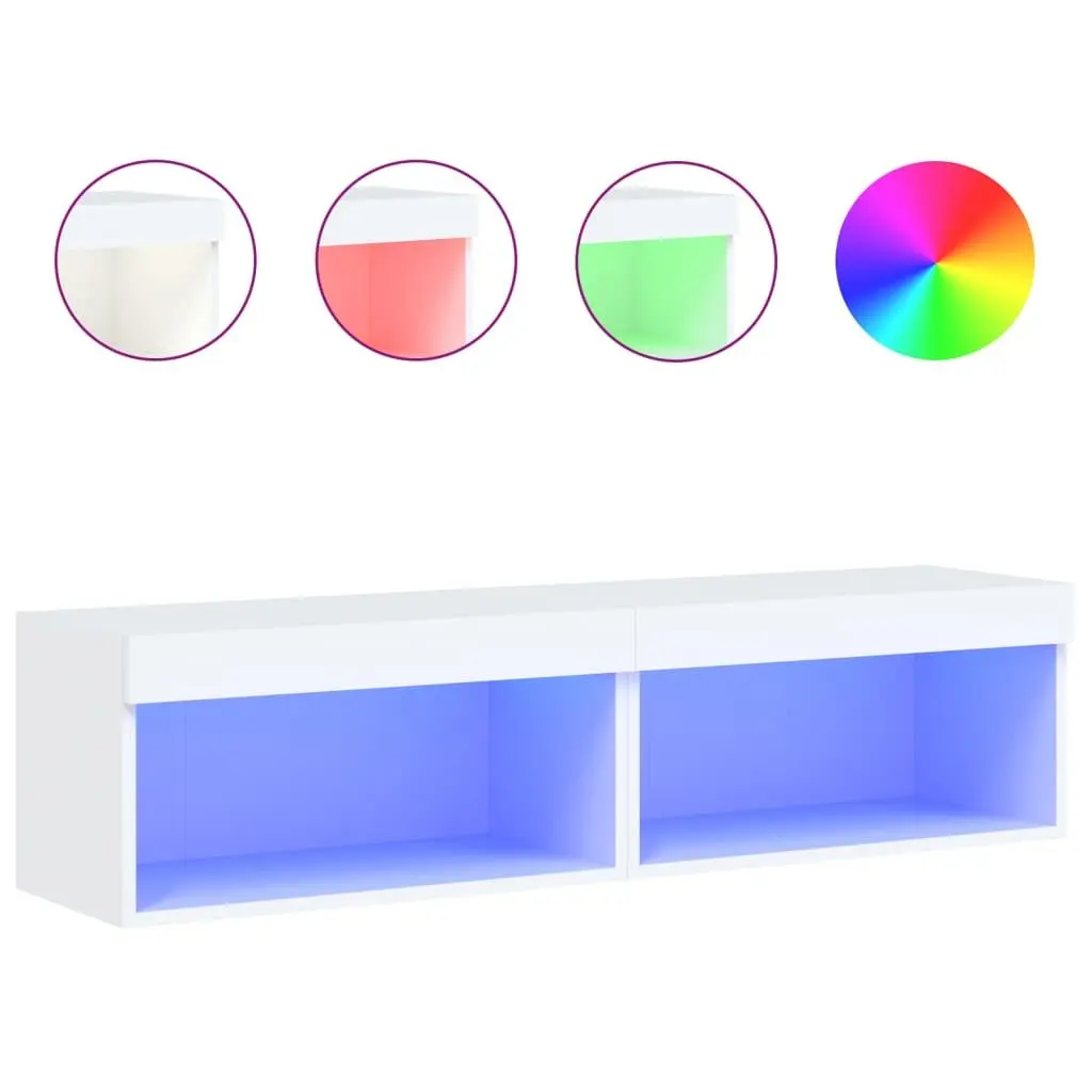 TV Cabinets Wall-Mounted with RGB LED Lights White 60x30x30cm Set