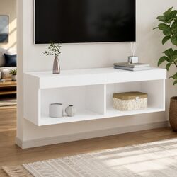 RGB LED Light Wall-Mounted TV Cabinet, White 100x30x30cm