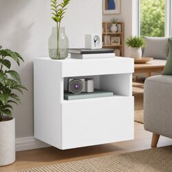 2pc Wall-Mounted TV Cabinets with RGB LED Lights