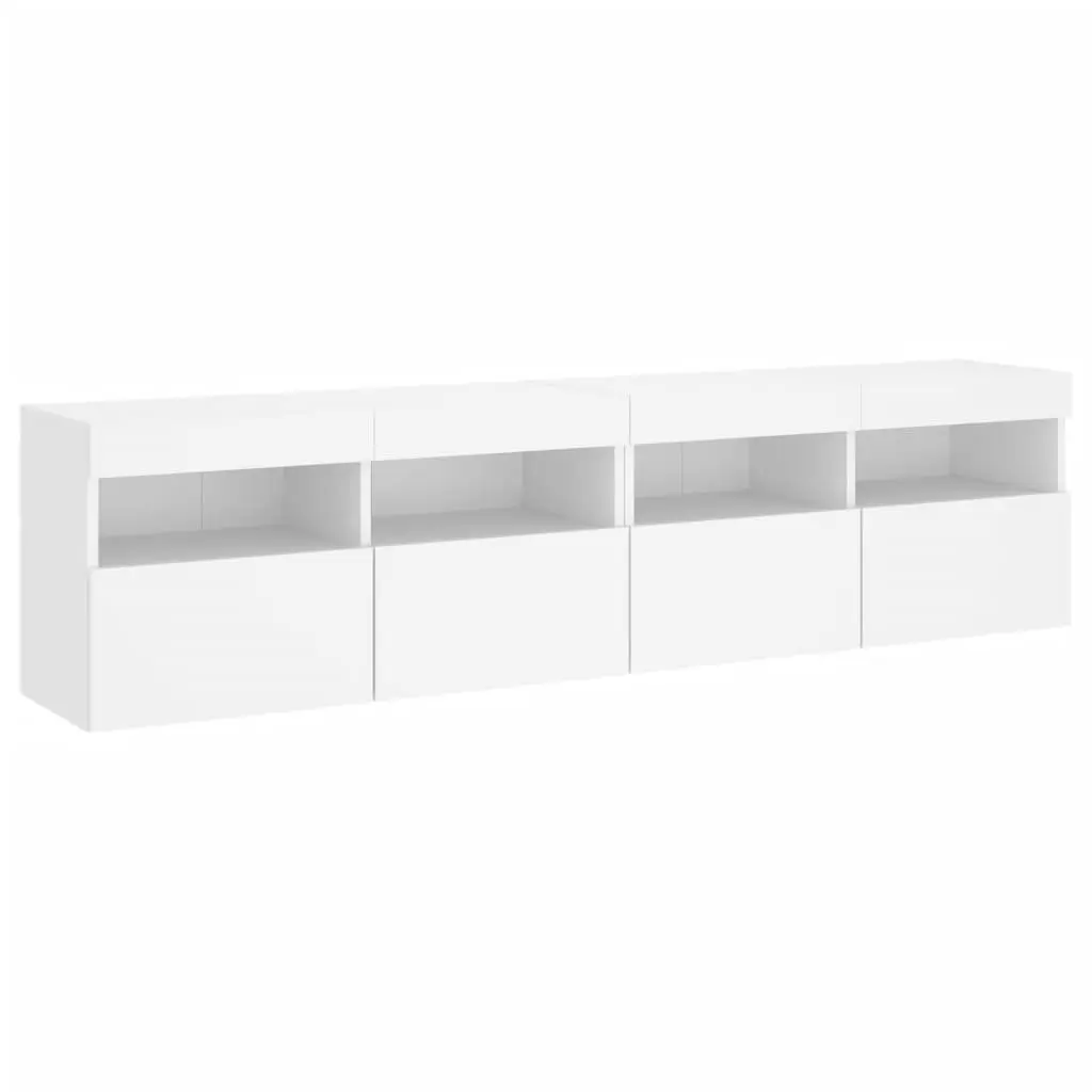 TV Wall Cabinet with RGB LED Lights Floating Storage Unit White 80x30x40cm 2 Piece