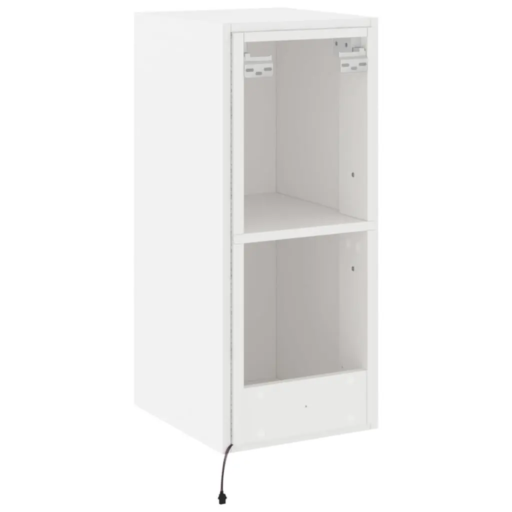 TV Wall Cabinet with RGB LED Lights Floating Storage Unit 30.5x35x70cm White