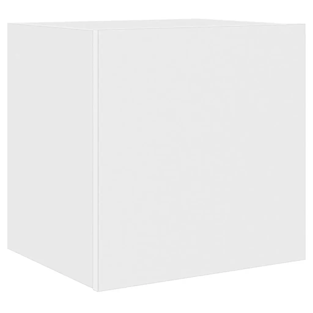 TV Wall Cabinets with RGB LED Lights Space Saving White 2 Piece Floating Media Storage Unit