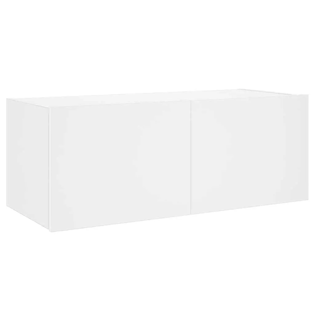 TV Wall Cabinet with RGB LED Lights Floating Media Unit 80x35x31cm White
