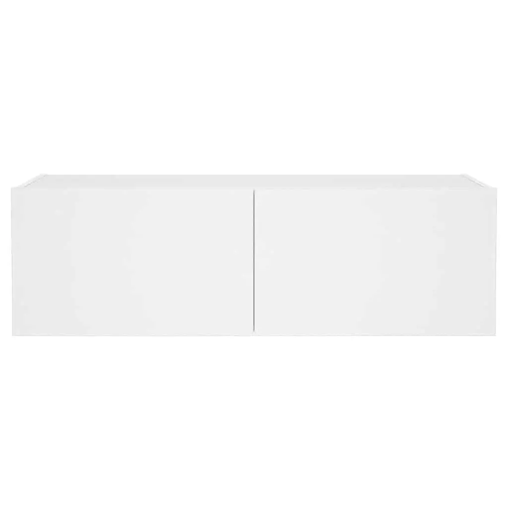 TV Wall Cabinet Wall-Mounted Storage Unit with RGB LED Lights White 100 x 35 x 31 cm