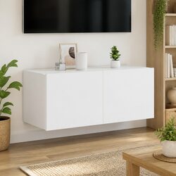 White Wall-Mounted TV Cabinet with Storage