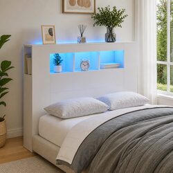 120cm LED Headboard in White Engineered Wood