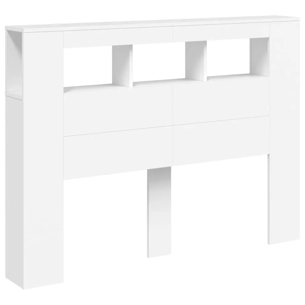 LED Headboard White Engineered Wood 140 cm Modern Bedroom Furniture