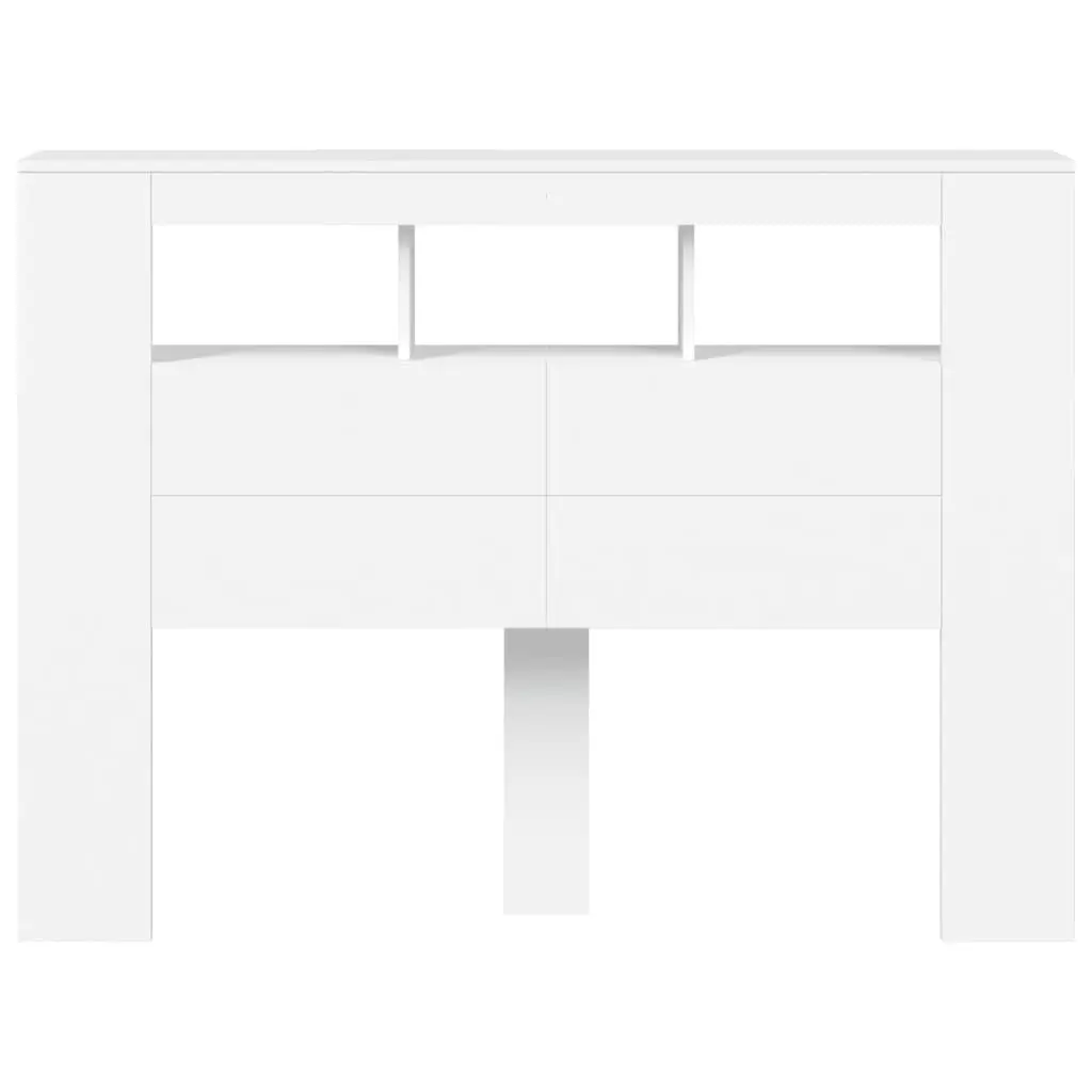 LED Headboard White Engineered Wood 140 cm Modern Bedroom Furniture