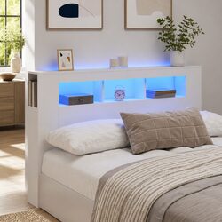 160cm LED Headboard in White Engineered Wood