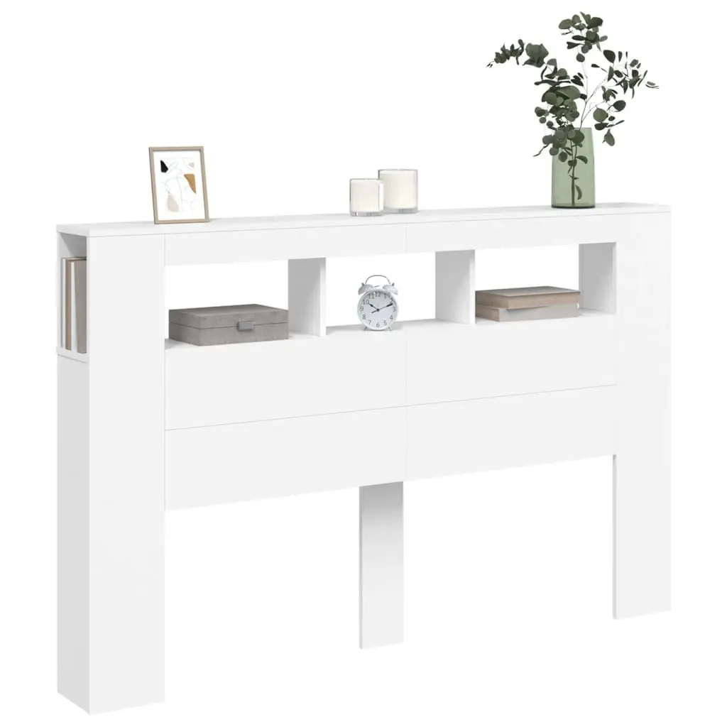 LED Headboard Modern Engineered Wood 160cm White