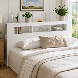 200cm White Engineered Wood LED Headboard Bed Frame