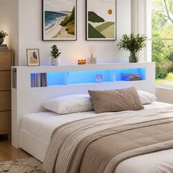 Engineered Wood LED Headboard 220 cm with RGB Lighting