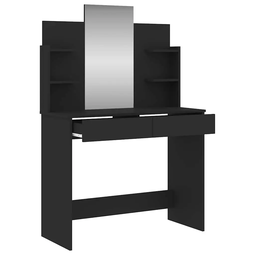 Dressing Table with Mirror Storage Drawers 96W x 39D x 142H cm Black