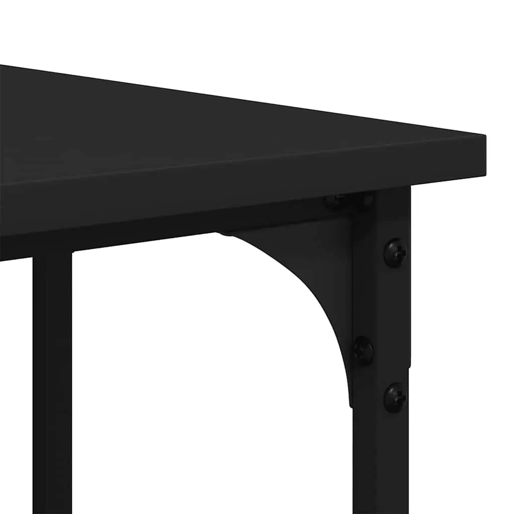 L-Shaped Desk with Shelves Storage Engineered Wood Metal Frame Black