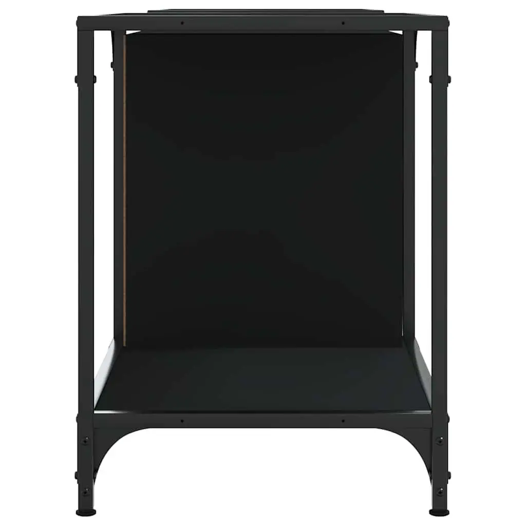 TV Cabinet Adjustable Width Black Engineered Wood Media Stand Unit with Shelves