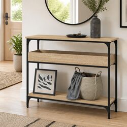 Engineered Wood Console Table with Shelf in Sonoma Oak