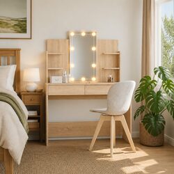 Engineered Wood Dressing Table with LED Lights and Mirror