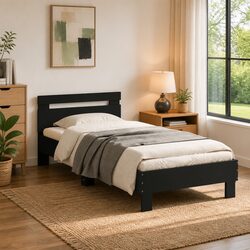 Engineered Wood Bed Frame with Headboard 90x190 cm