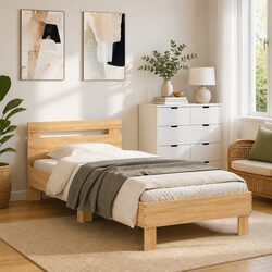 Engineered Wood Bed Frame with Headboard Brown 90x190 cm