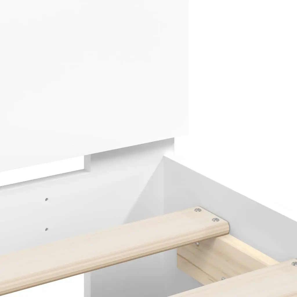 Bed Frame with Headboard RGB LED Lights Slatted Base 90x190 cm White