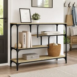 Engineered Wood Console Table with Metal Frame