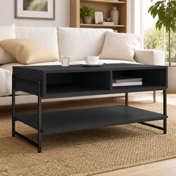 90x50x45cm Black Coffee Table with Storage
