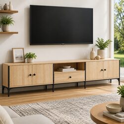 Engineered Wood Media Storage TV Cabinet in Brown