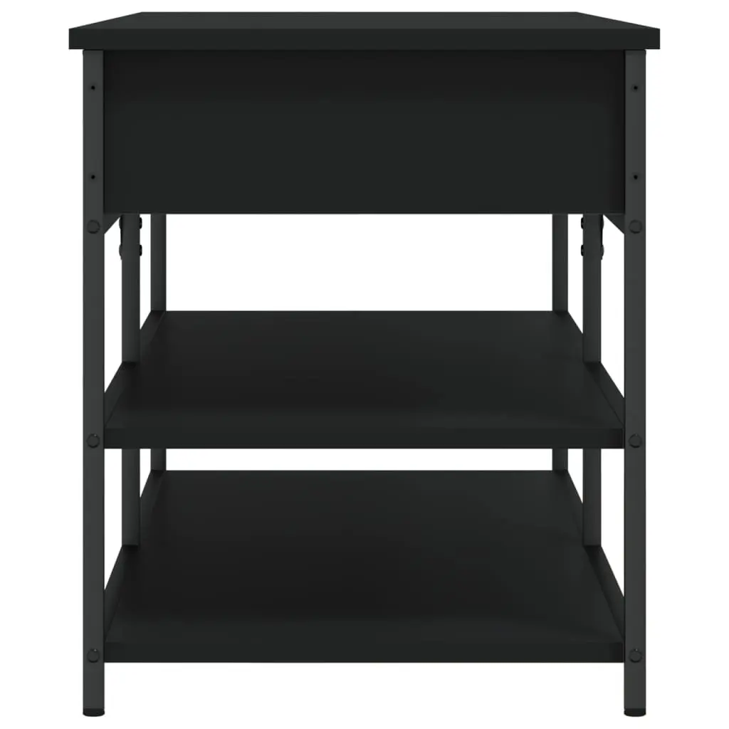Storage Bench Lift Top Black Engineered Wood 100 x 42.5 x 50 cm