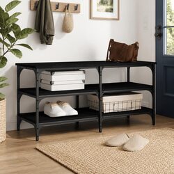 Engineered Wood Shoe Bench with Metal Frame 100x38.5x49cm