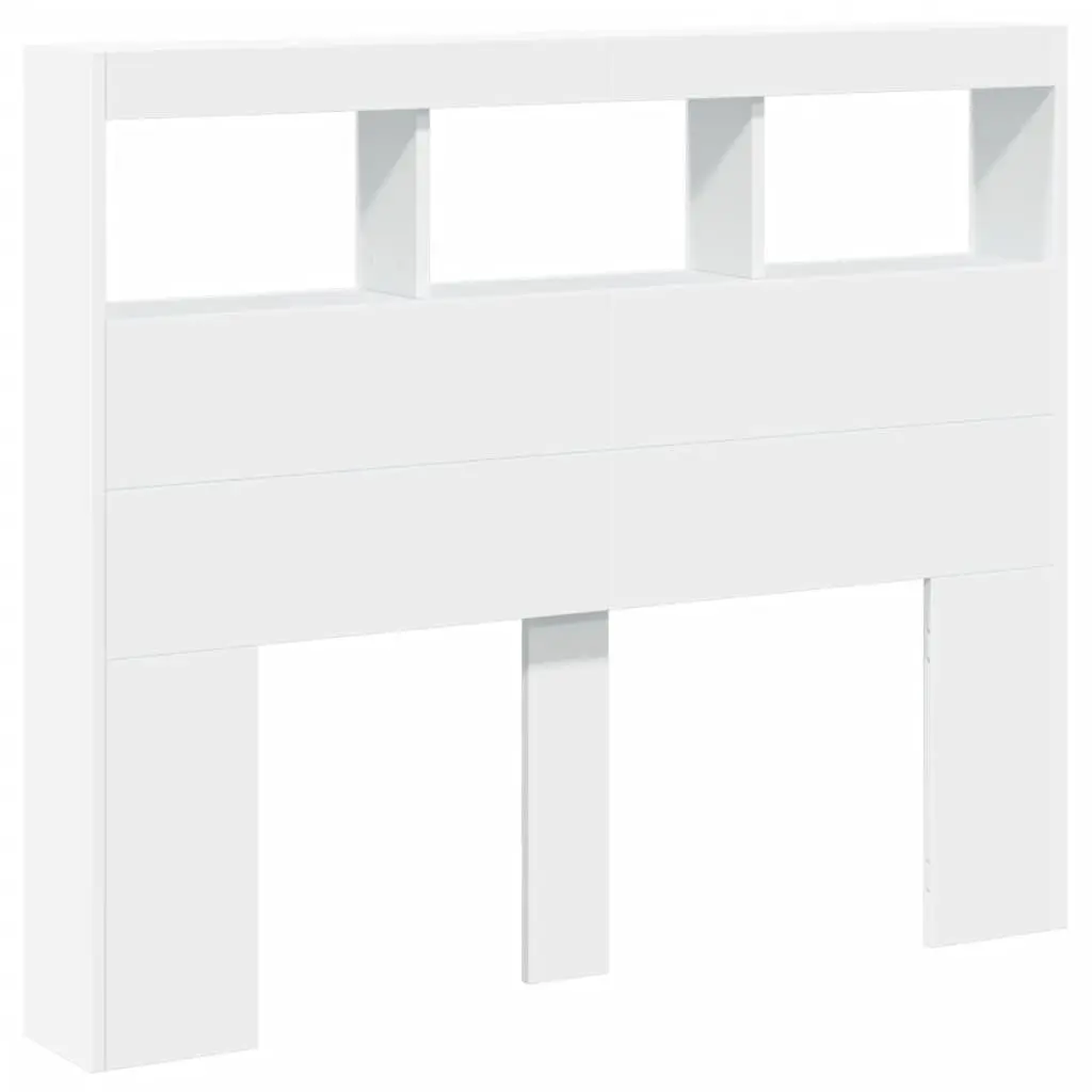 Headboard Cabinet with RGB LED Lights Modern 120cm White