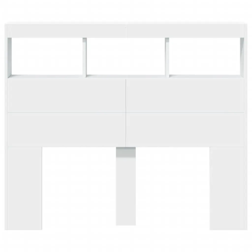 Headboard Cabinet with RGB LED Lights Modern 120cm White
