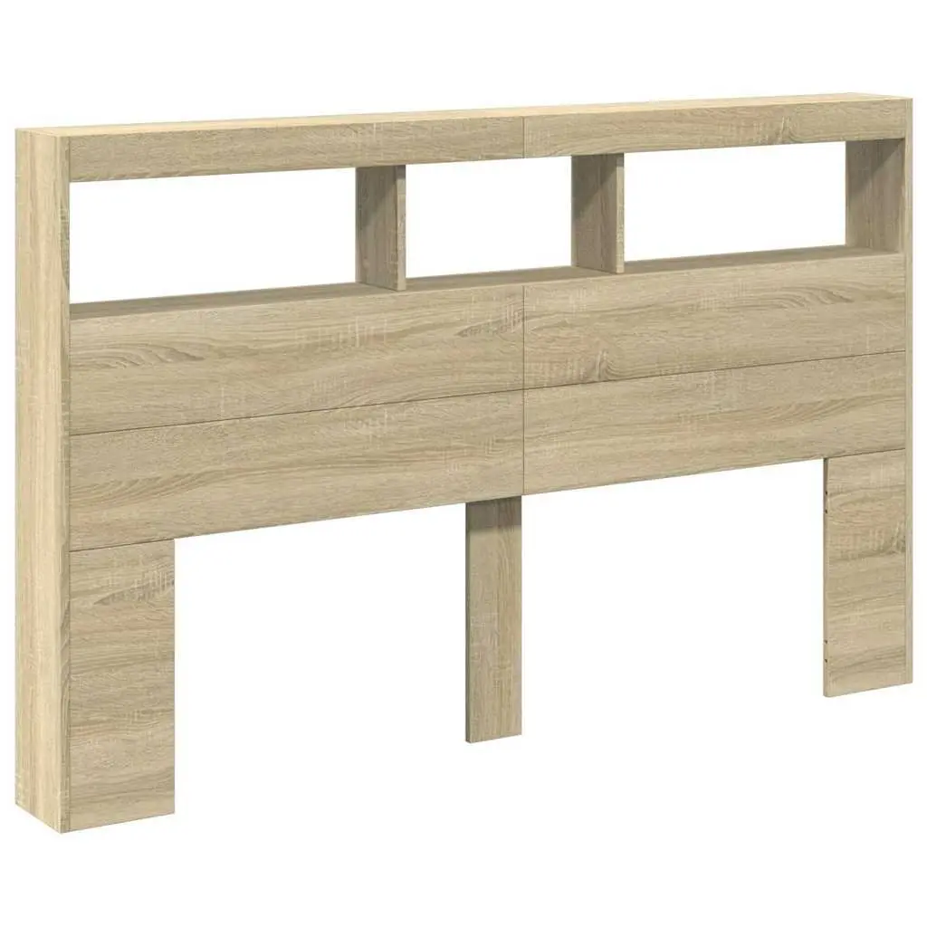Headboard Cabinet with RGB LED Lights Storage 160cm Brown