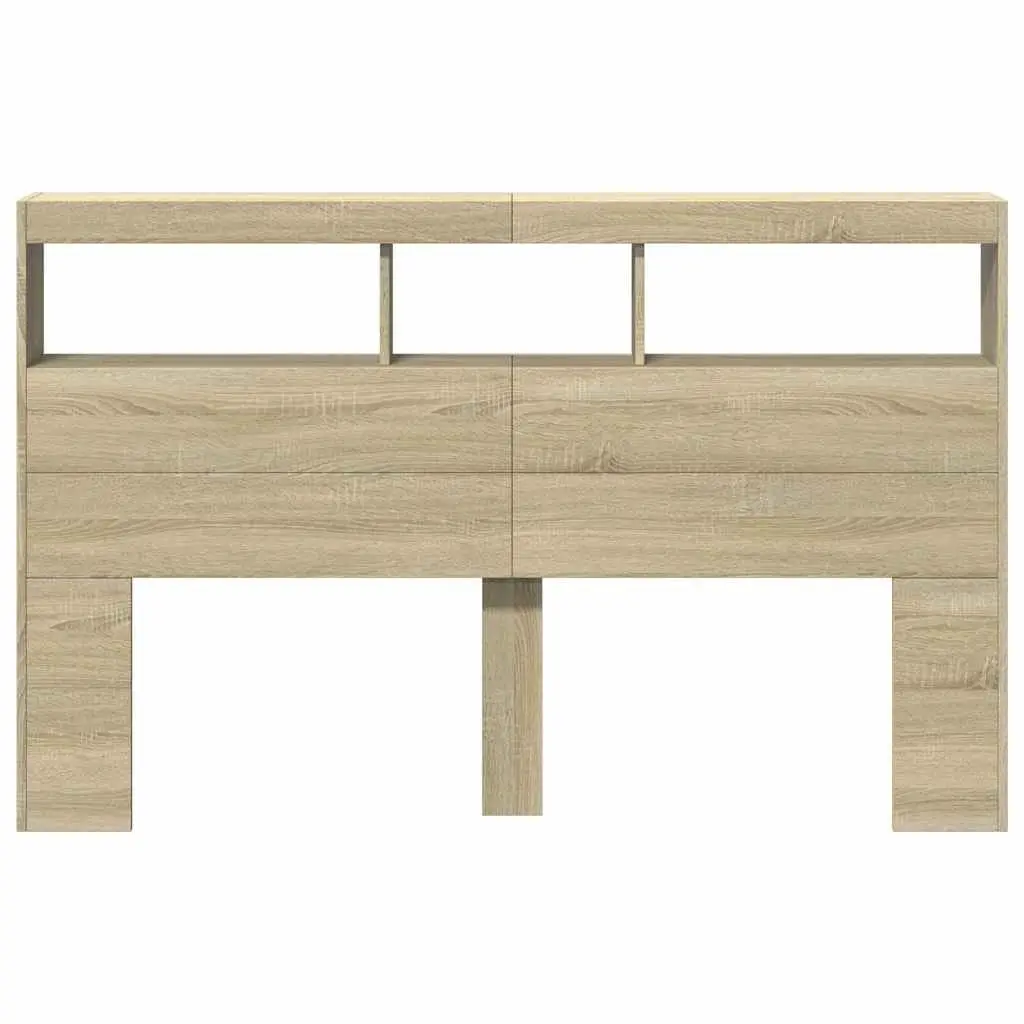 Headboard Cabinet with RGB LED Lights Storage 160cm Brown