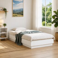 Engineered Wood Bed Frame White 90x190 cm