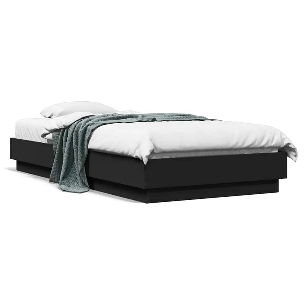 Bed Frame Slatted Base Engineered Wood 90x190 cm Black