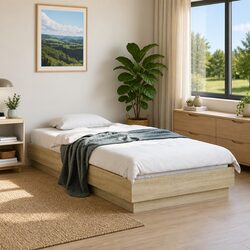 Engineered Wood Bed Frame 90x190 cm Slatted Base